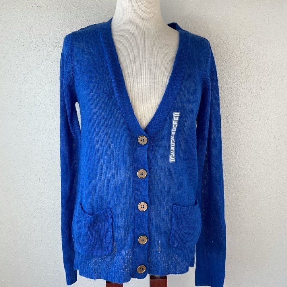 NWT Passports Blue Cardigan Sweater Size M